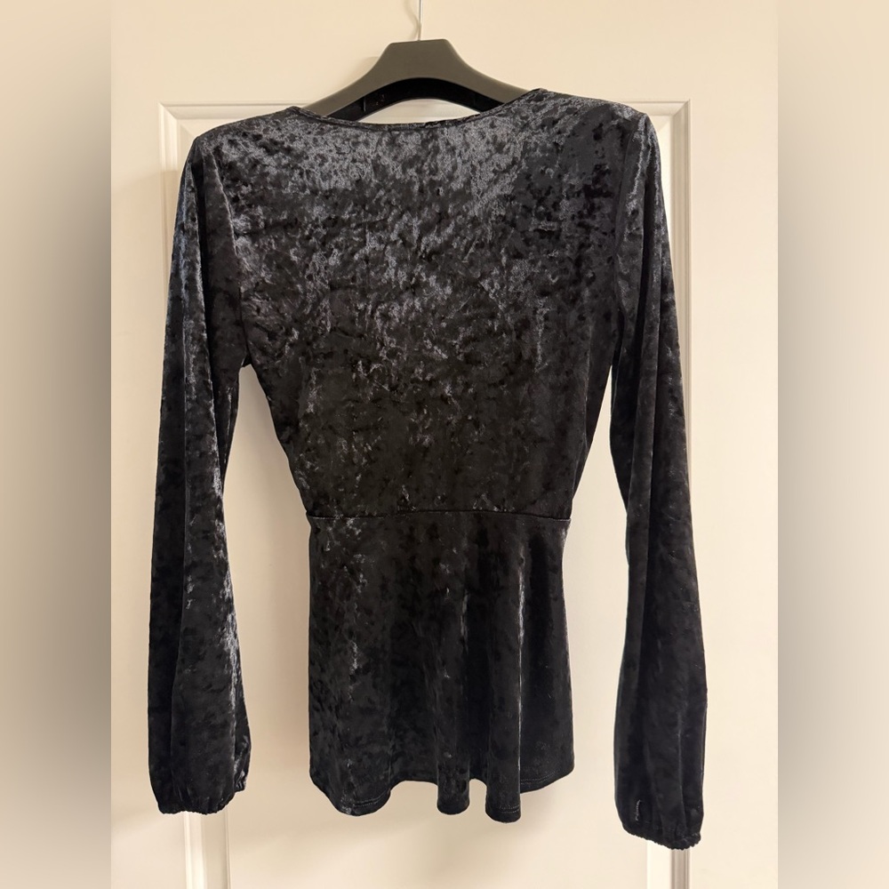 Altar'd State Black Velvet Wrap Top - Picture 2 of 3